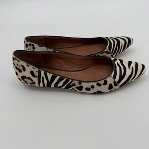 Corso Como Mixed Animal Print Calf Hair Flats Women 8.5M Brown Zebra Leopard